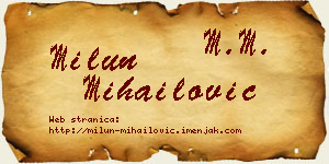 Milun Mihailović vizit kartica